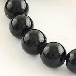 Baking Painted Glass Round Bead Strands, Black, 12mm, Hole: 1mm, about 68pcs/strands, 30.3inch