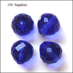 Abalorios de cristal austriaco de imitación, aaa grado, facetados, lágrima, azul, 10mm, agujero: 0.9~1 mm
