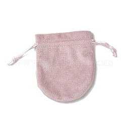 Sacs de rangement en velours, pochettes à cordon sac d'emballage, ovale, rose brumeuse, 12x10 cm