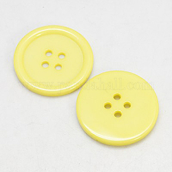 Bottoni di resina, tinto, rotondo e piatto, giallo, 25x3mm, Foro: 2 mm, 98pcs/scatola