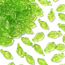 100шт прозрачные акриловые подвески, очарование листа, зелёные, 10.5x5x3.5 мм, отверстие : 1.4 мм