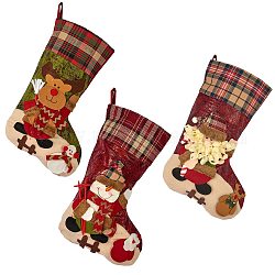 3pcs 3 bolsas de regalo de calcetines de navidad de estilo, para adornos navideños, colorido, 470x290x33mm, 1pc / estilo