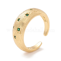 Anelli gemelli zirconi, vero anello aperto a cupola testurizzata in ottone placcato oro 18k per le donne,  cadmio& piombo libero, verde, misura degli stati uniti 6 1/2 (16.9mm)