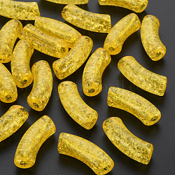 Transparent Crackle Acrylic Beads, Curved Tube, Gold, 35x11.5x13.5mm, Hole: 3.5mm, about 148pcs/500g