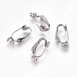 304 Stainless Steel Clip-on Earring Converters Findings, for Non-Pierced Ears, Stainless Steel Color, 19~21x10x3.5mm