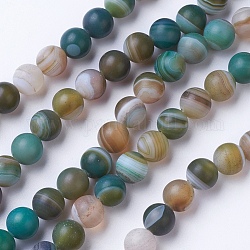 Chapelets de perles en agate rayée/agate à rangs de grade naturel, teints et chauffée, mat, ronde, colorées, 8~8.5mm, Trou: 1.2mm, Environ 39 pcs/chapelet, 14.56 pouce (37 cm)