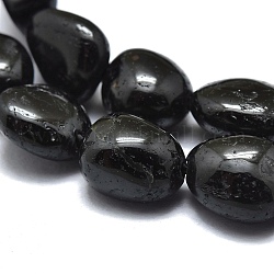 Naturali nera perle di tormalina fili, pietra burrattata, pepite, 8~10x7~8x5~6mm, Foro: 0.8 mm, circa 46pcs/filo, 15.75 pollici (40 cm)