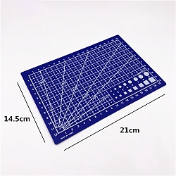 両面PVCプラスチックカッティングマットパッド  長方形  セラミック＆クレイツール用  長方形  ミディアムブルー  21x14.5cm