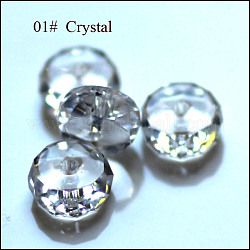 Imitation Austrian Crystal Beads, Grade AAA, Faceted, Flat Round, Clear, 8x3.5mm, Hole: 0.9~1mm