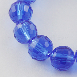 Fili di perline di vetro trasparente, sfaccettato, tondo, blu, 8mm, Foro: 1 mm, circa 72pcs/filo, 21.8 pollice