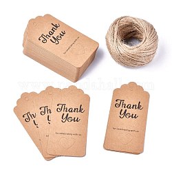Geschenkanhänger aus Papier, Tags hängen, mit Juteschnur, für Hochzeit Thanksgiving, Rechteck mit Wort Danke, dass Sie mit uns gefeiert haben, rauchig, 9.5x4.5x0.05 mm, Bohrung: 5.3 mm, 100 Stück / Set