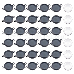 Unicraftale 30 Sets DIY Blanko-Kuppel, flach, rund, Verbindungsstück-Herstellungsset, Edelstahl-Cabochon-Verbindungseinstellungen mit Glas-Cabochons, rotgussfarbenes flaches, rundes Verbindungs-Cabochon-Tablett, 10 mm