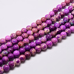 Fili di perle di diaspro imperiale naturale, tondo, tinto, blu viola, 10mm, Foro: 1 mm, circa 38pcs/filo, 15 pollice