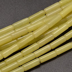 Натуральный лимон колонки нефрита бусы пряди, 13~14x4~5 мм, отверстие : 1 мм, около 29 шт / нитка, 15.7 дюйм
