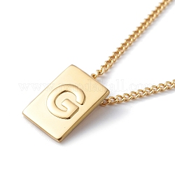 Collana con pendente rettangolare in acciaio al titanio con lettera iniziale per uomo donna, oro, letter.g, 18.11~18.5 pollice (46~47 cm)