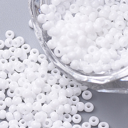 11/0 Grade A Baking Paint Glass Seed Beads, Round, White, 2.3x1.5mm, Hole: 1mm, about 5380pcs/50g