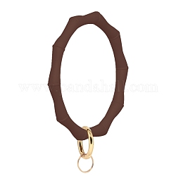 Силиконовый браслет-брелок, с пружинным кольцом из сплава, золотые, кокосового коричневый, 9.5 см