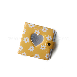 40-карманный 3-дюймовый фотоальбом из ПВХ с мини-переплетом, с блестками персикового сердца, выбор фотокарты, прямоугольник с цветочным узором, золотые, 10.5x10.5x3 см, карман: 9.3x6.5 см