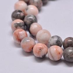 Chapelets de perles de jaspe zèbre rose naturel, ronde, 4mm, Trou: 1mm, Environ 93 pcs/chapelet, 15.2 pouce