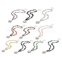 Halskette mit Sonnenanhänger aus Legierung mit Gestellbeschichtung, Natürliche, gemischte Edelstein-Perlenketten-Halskette für Damen, Bleifrei und cadmium frei, 17.72~18.03 Zoll (45~45.8 cm)