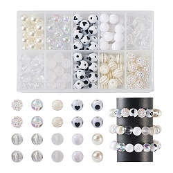 Spritewelry 160 piezas 10 estilo abs perlas de imitación de plástico y cuentas de acrílico transparentes y opacas, redondo, color mezclado, 11~12mm, agujero: 1.7~3 mm, 16 piezas / style