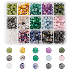 AHANDMAKER 860 Pcs Natural Round Stone Beads, 15 Styles 6mm Genuine Real Stone Beading Loose Gemstone with 1mm Hole, for Bracelet Necklace Earrings Jewelry Making