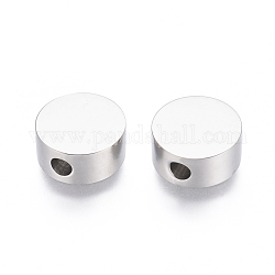 304 Stainless Steel Beads, Flat Round, Stainless Steel Color, 10x4.5mm, Hole: 2mm