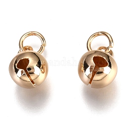 Encantos de campana de latón, Plateado de larga duración, con anillo de salto, la luz de oro, 10.5x7.5mm, agujero: 3 mm