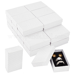 Boîtes à bijoux en carton, avec coussinet éponge à l'intérieur, rectangle avec losange, pour les anniversaires, mariage, anniversaire, blanc, 8.35x5.3x2.85 cm