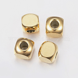 Placcatura ionica (ip) 304 perline in acciaio inossidabile, cubo, oro, 6x6x6mm, Foro: 3 mm