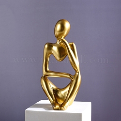 Смола мини абстрактные фигурки персонажей украшения, для домашнего украшения рабочего стола, золотые, 60x52x125 мм