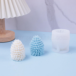Moldes de vela de silicona diy, para hacer velas perfumadas, cono de pino de navidad, blanco, 6x7.2 cm