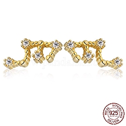 Серьги-гвоздики со звездами из кубического циркония, золотые серьги из серебра 925 пробы, девственница, 10.5x5 мм