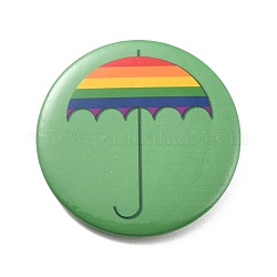 Regenbogen-Regenschirm-Eisenbrosche, Flache runde Pridenadel, grün, 44x8 mm, Stift: 0.7 mm