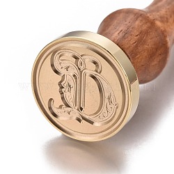 Brass Retro Initials Wax Sealing Stamp, Gothic 26 Letters A-Z Wax Seal Stamp with Rosewood Handle for Post Decoration DIY Card Making, Letter.D, 90x25mm
