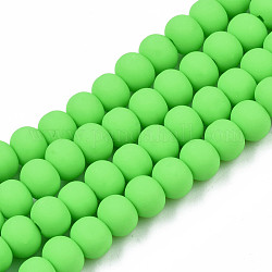 Handmade Polymer Clay Beads Strands, for DIY Jewelry Crafts Supplies, Round, Lime, 7x5.5mm, Hole: 1.6mm, about 69pcs/strand, 15.75 inch~16.14 inch(40~41cm)