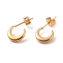 Vacuum Plating 304 Stainless Steel Crescent Moon Stud Earrings for Women, Golden, 18.5x10x2mm, Pin: 0.8mm