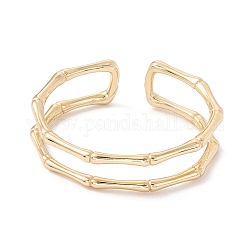 925 кольцо-манжета из стерлингового серебра, открытое кольцо в форме бамбука с двойной оберткой для девочек и женщин, золотые, размер США 7 3/4 (17.9 мм)