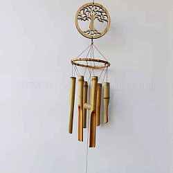 Baum des Lebens Windspiel, Kunstanhänger aus Holz und Bambus, rauchig, 900x140 mm