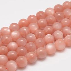 Chapelets de perles de sunstone naturelle naturelles, Grade a, ronde, peachpuff, 10mm, Trou: 1mm, Environ 40 pcs/chapelet