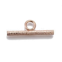 Revestimiento iónico (ip) 304 piezas de cierres de palanca de acero inoxidable, textura, bar, oro rosa, 7x20x2mm, agujero: 3 mm