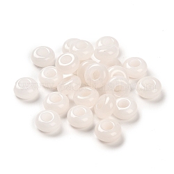 Perles européennes naturelles en jade blanc, Perles avec un grand trou   , rondelle, 10x4.5~5mm, Trou: 4~4.3mm