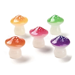 Ornamento di funghi in resina luminosa, fungo che si illumina al buio per la decorazione della scrivania, colore misto, 16~17x15x14.5~15mm