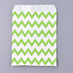 Sacchi di carta kraft, senza maniglie, sacchetti per alimenti, bianco, modello d'onda, verde, 18x13cm