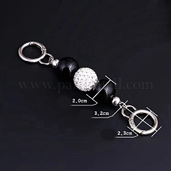 Chaîne d'extension de sac en alliage, avec des perles de strass en résine et argile polymère et un fermoir anneau à ressort, remplacement de la rallonge de sangle de sac, noir, 14.5 cm