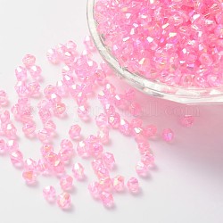 Cuentas acrílicas transparentes ecológicas chapadas en color bicone ab, rosa perla, 6x6mm, agujero: 1 mm, aproximamente 6250 unidades / 500 g