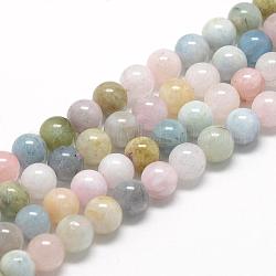 Chapelets de perles en morganite naturelle, grade AB, ronde, 10mm, Trou: 1mm, Environ 40 pcs/chapelet, 15.7 pouce
