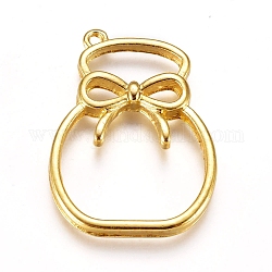 Zinc Alloy Open Back Bezel Pendants, For DIY UV Resin, Epoxy Resin, Pressed Flower Jewelry, Lucky Bag, Golden, 26.5x19.5x2.5mm, Hole: 1.2mm