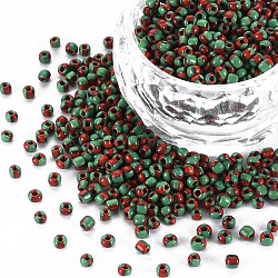 8/0 perles de rocaille en verre, couleurs opaques s'infiltrer, verte, 3mm, Trou: 1 mm