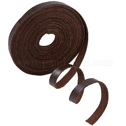 Gorgecraft 5M Flat Cowhide Leather Cord, Jewelry DIY Making Material, Coffee, 8x1mm, about 5.47 Yards(5m)/Bundle